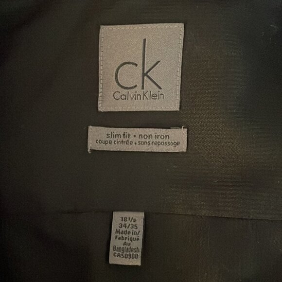 Calvin Klein Non Iron Black Dress Shirt Size 18.5 - Picture 4 of 8